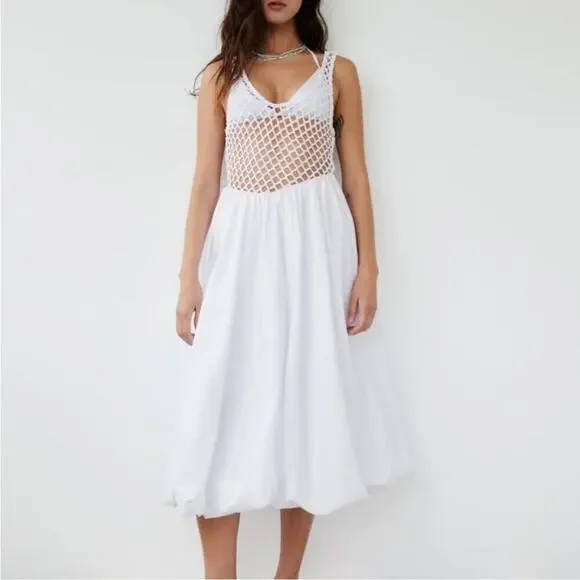 white mesh festival dress White Blossom Mesh Maxi Dress